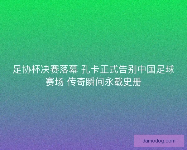 足协杯决赛落幕 孔卡正式告别中国足球赛场 传奇瞬间永载史册